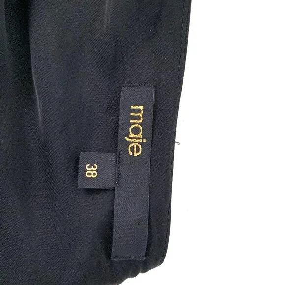 Maje Openwork Satin-Effect Black Maxi Dress Party Prom  Sz 38 (4) - Picture 14 of 16